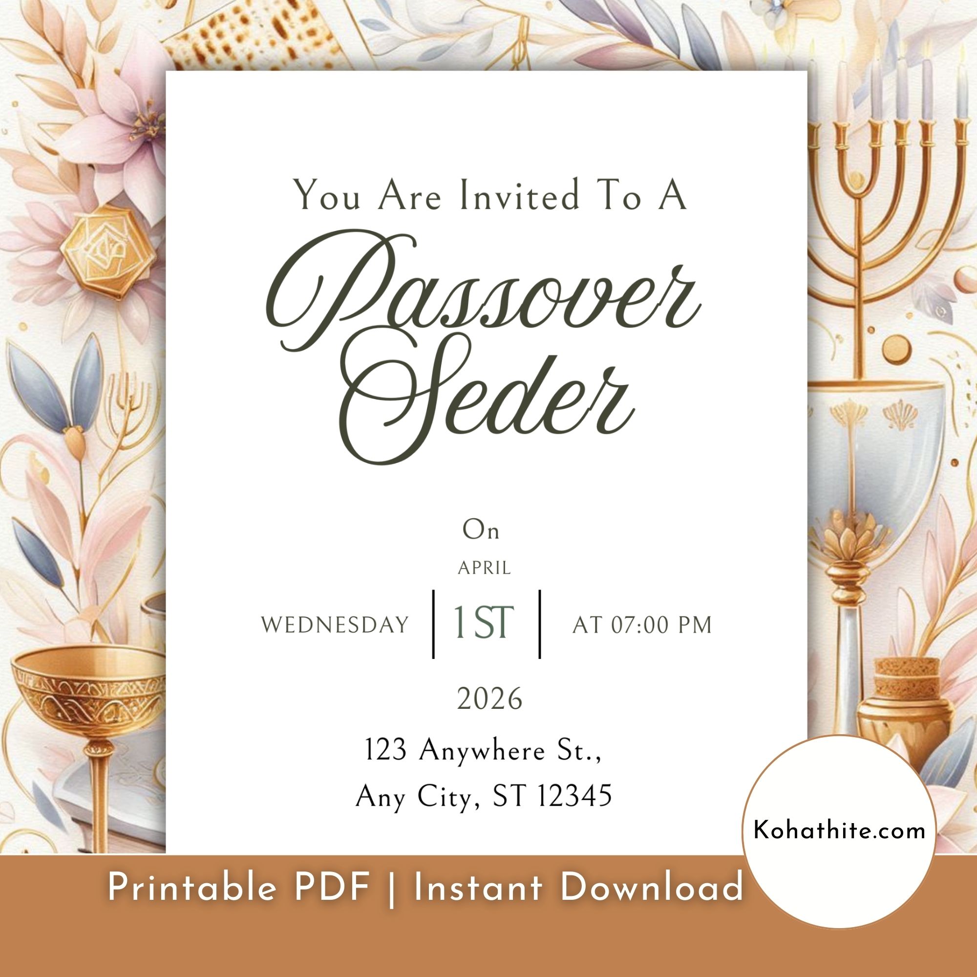 Passover Invitation Card Minimalist Printable - The Simple Passover ...