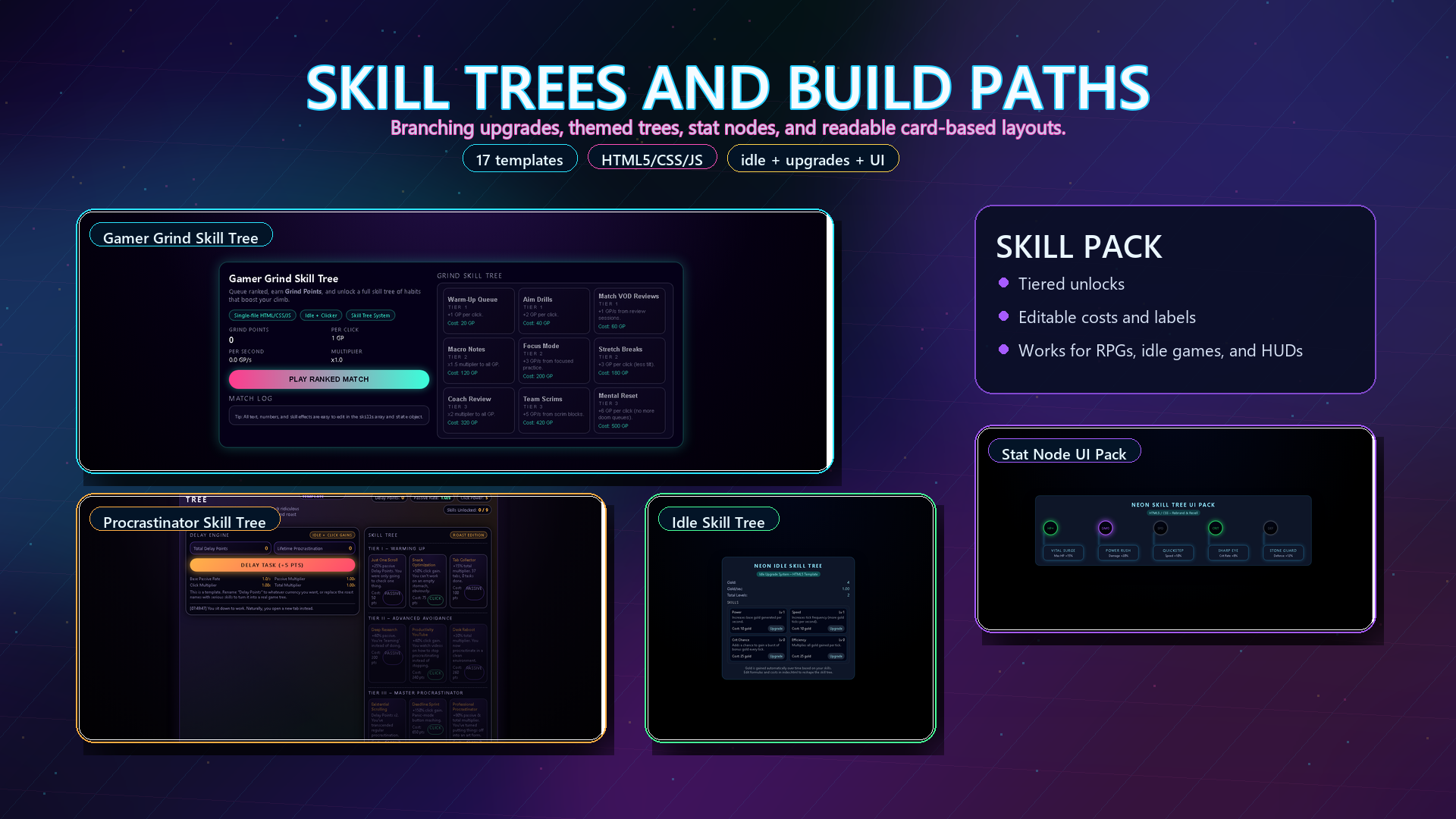 HTML5 Skill Tree Kit– Complete Progression System (17-in-1) by Template ...