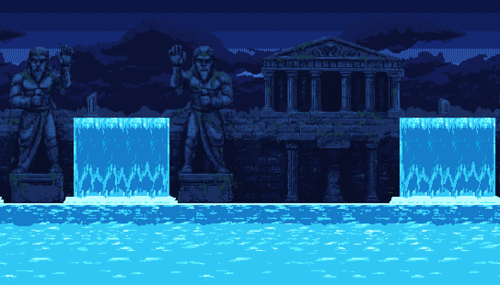 Ancient Ruins Temple NIght – 2D Pixel Art Platformer Asset Pack by Pozac
