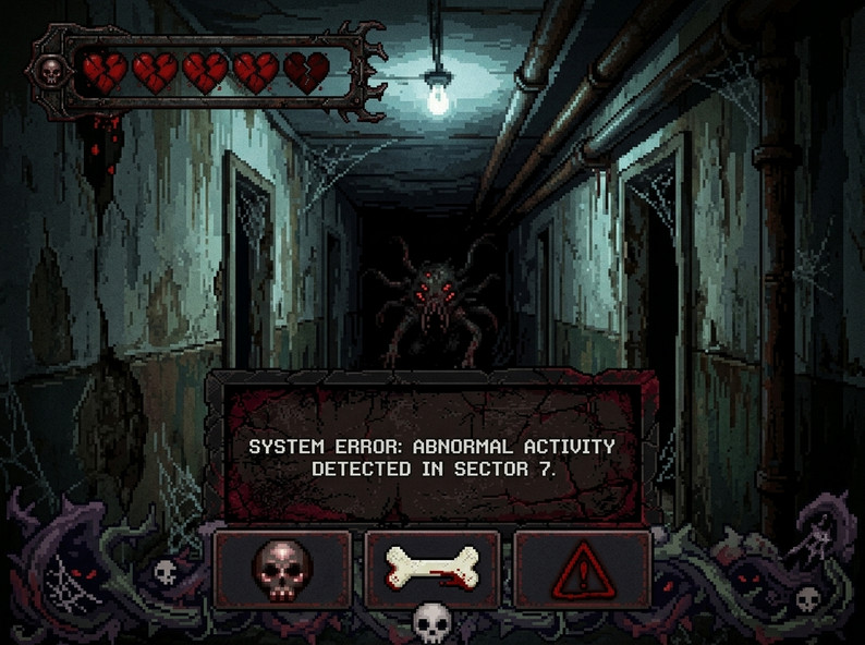 Pixel Horror UI Pack – 200+ Assets (Panels, Buttons, Bars, Icons ...
