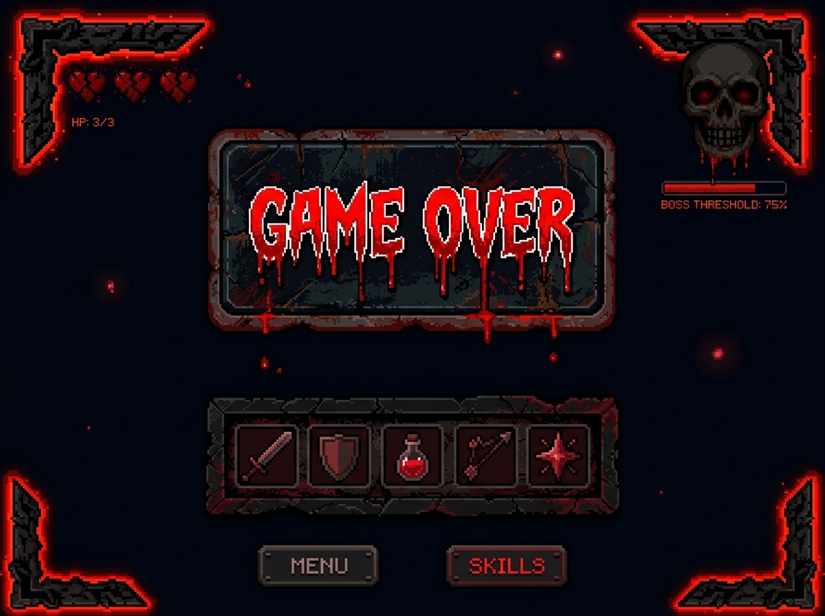 Horror Ui Vector Pixel Horror UI Pack – 200+ Assets (Panels, Buttons, Bars, Icons ...