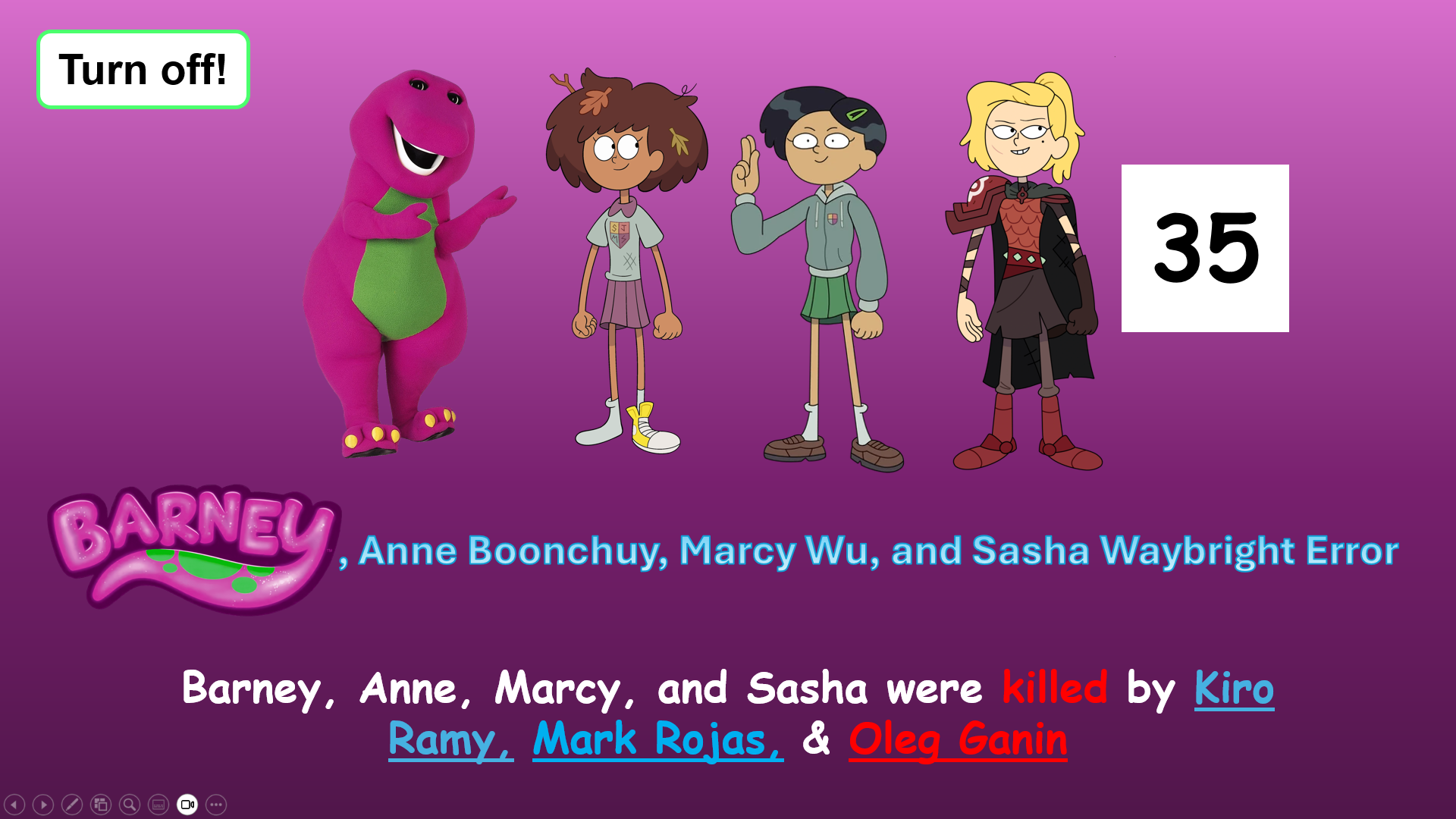 Screenshot 2 for Barney, Marcy Wu, Anne Boonchuy, and Sasha Waybright Error