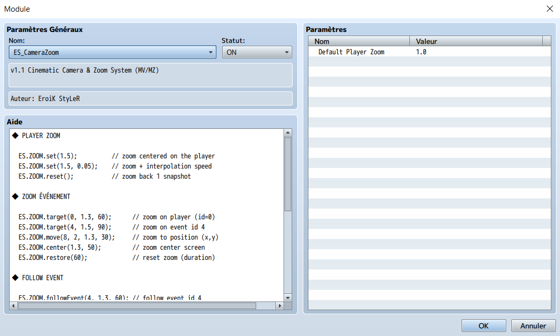 Camera Zoom Plugin RPG Maker MV-MZ by EroiK StyLeR