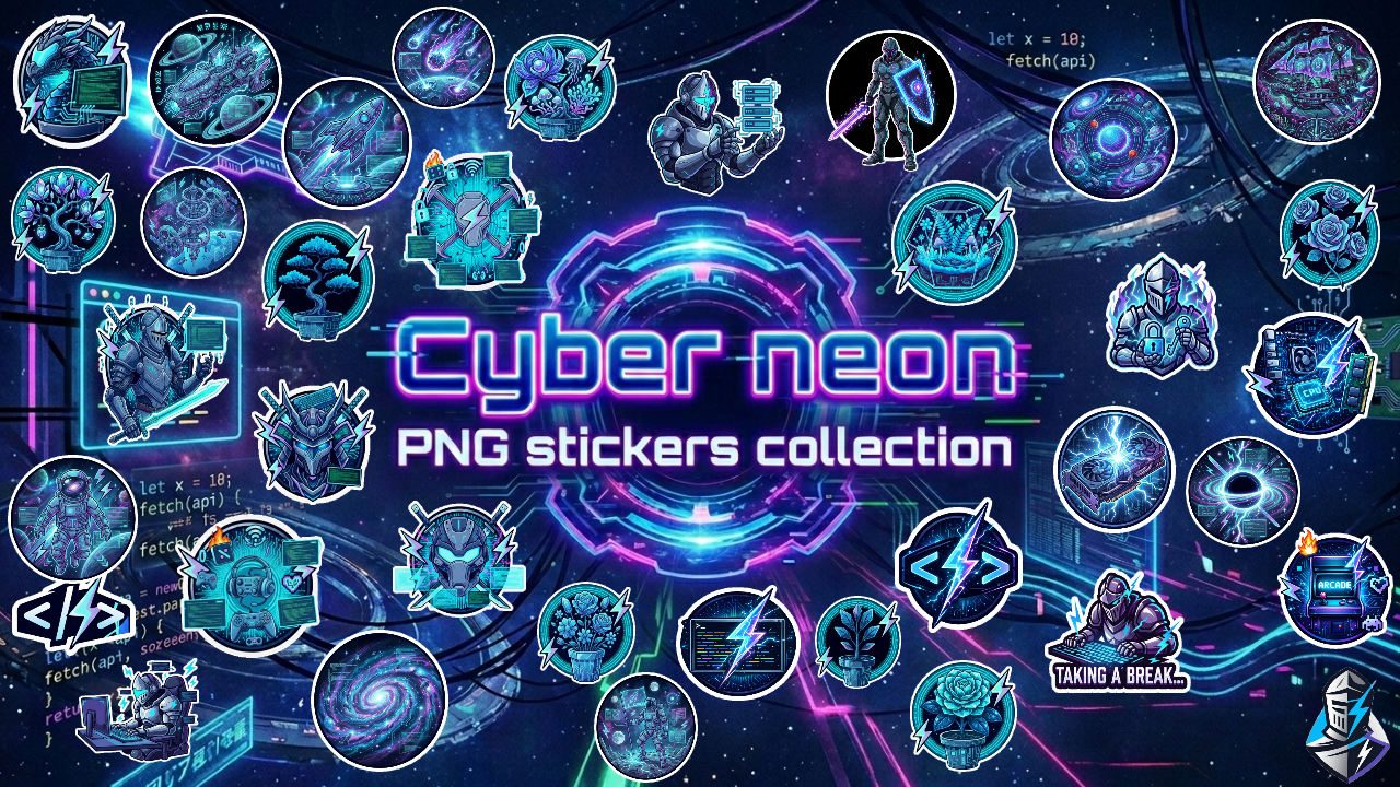 Cyber Neon PNG Stickers Collection by Silverfares_190