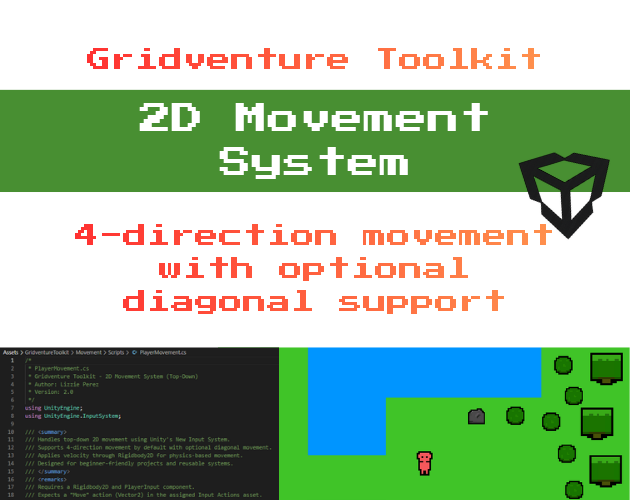 Gridventure Toolkit: 2D Movement System by Lizzie Perez