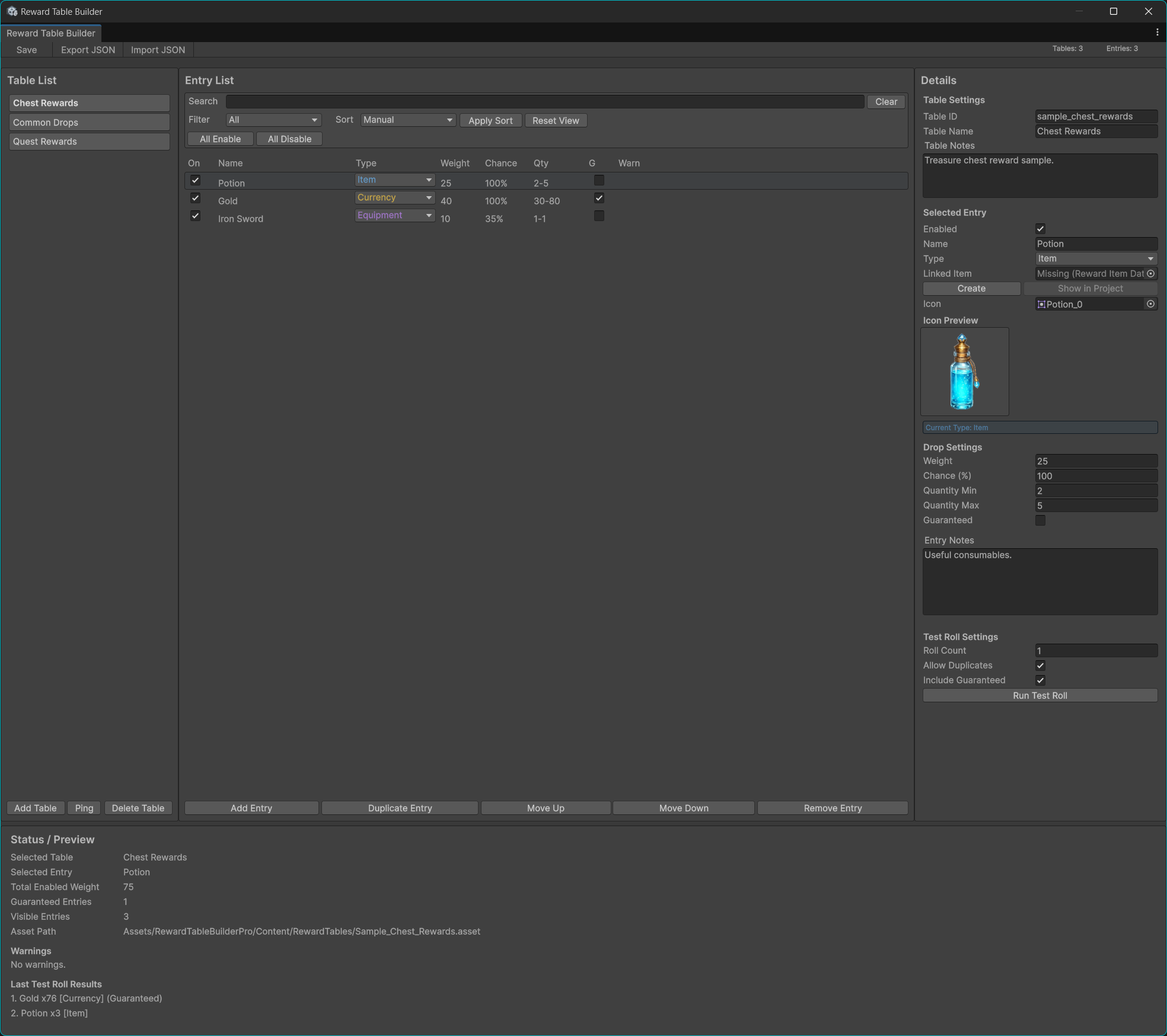 Unity Reward Table Builder PRO – Loot, Drop & Currency Tool by 268studio