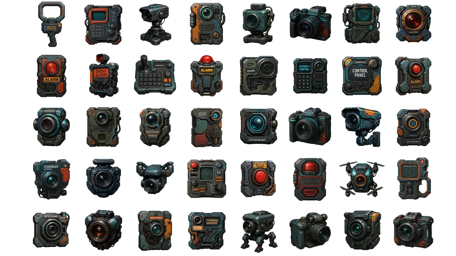 Security Sprites Cyberpunk Tactical: Security & Surveillance — 40 High-Detail Icons by ...