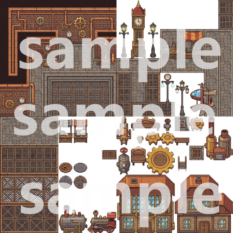 Steampunk Pixel Art Tileset by Cute SCKR