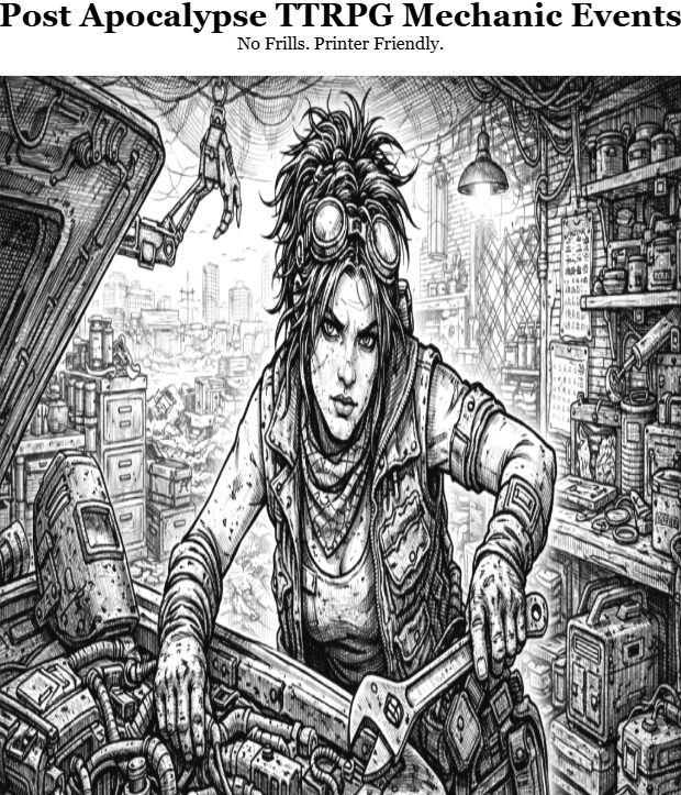 Screenshot 2 for Post Apocalypse TTRPG Mechanic Events
