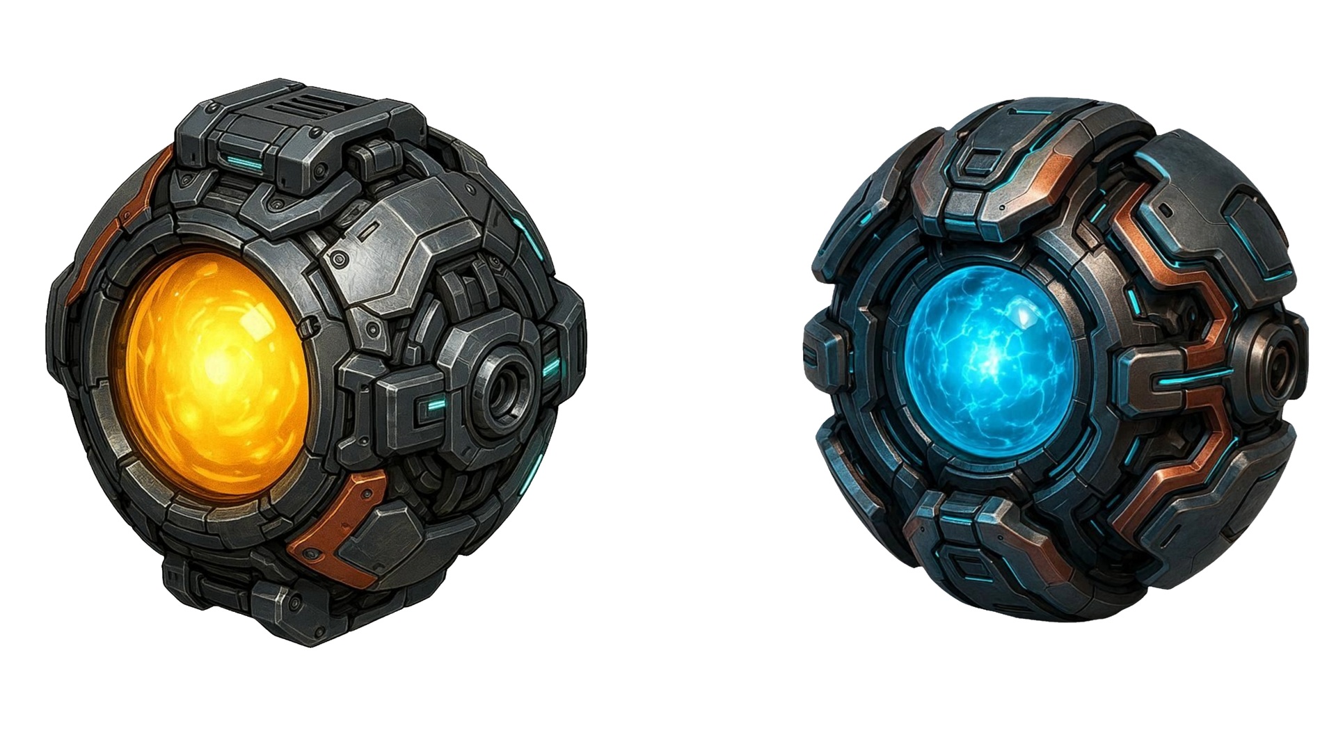 Cyberpunk Tactical: Plasma Cores & Tech Spheres — 40 High-Detail Icons ...