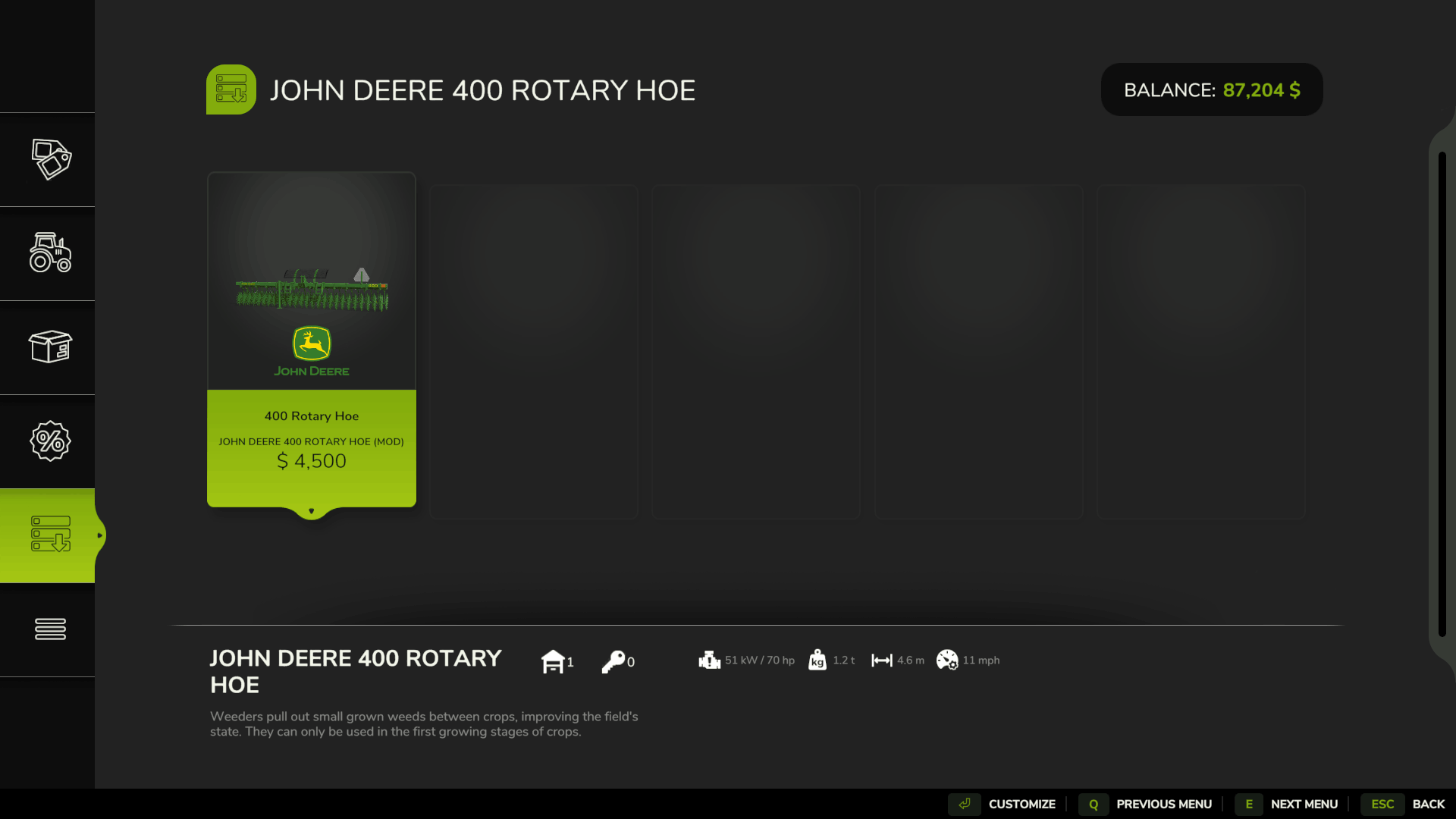 Screenshot 2 for John Deere 400 Rotary Hoe