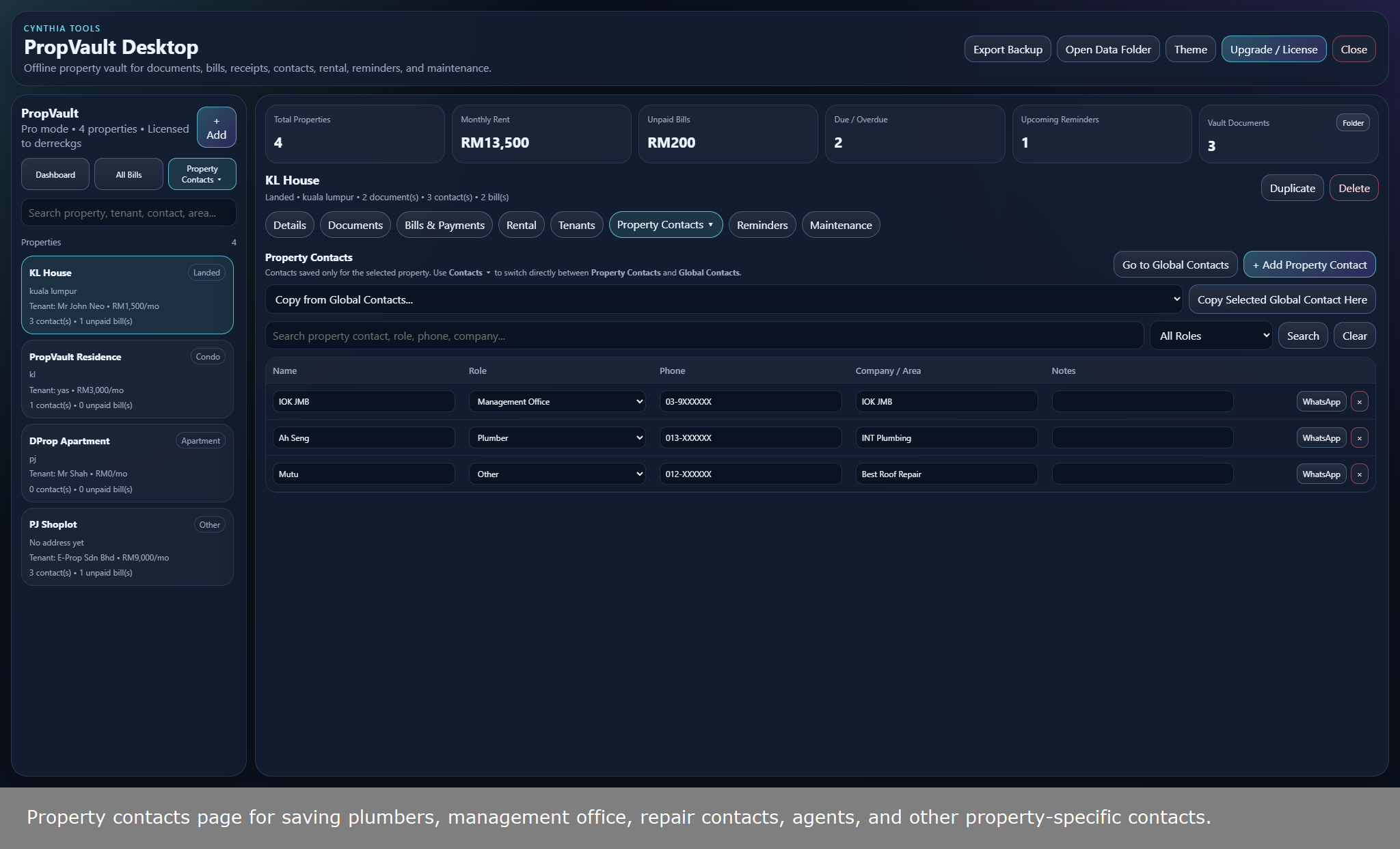 Screenshot 5 for PropVault: Offline Property Management Software for Landlords — Rental Documents & Tenant Records