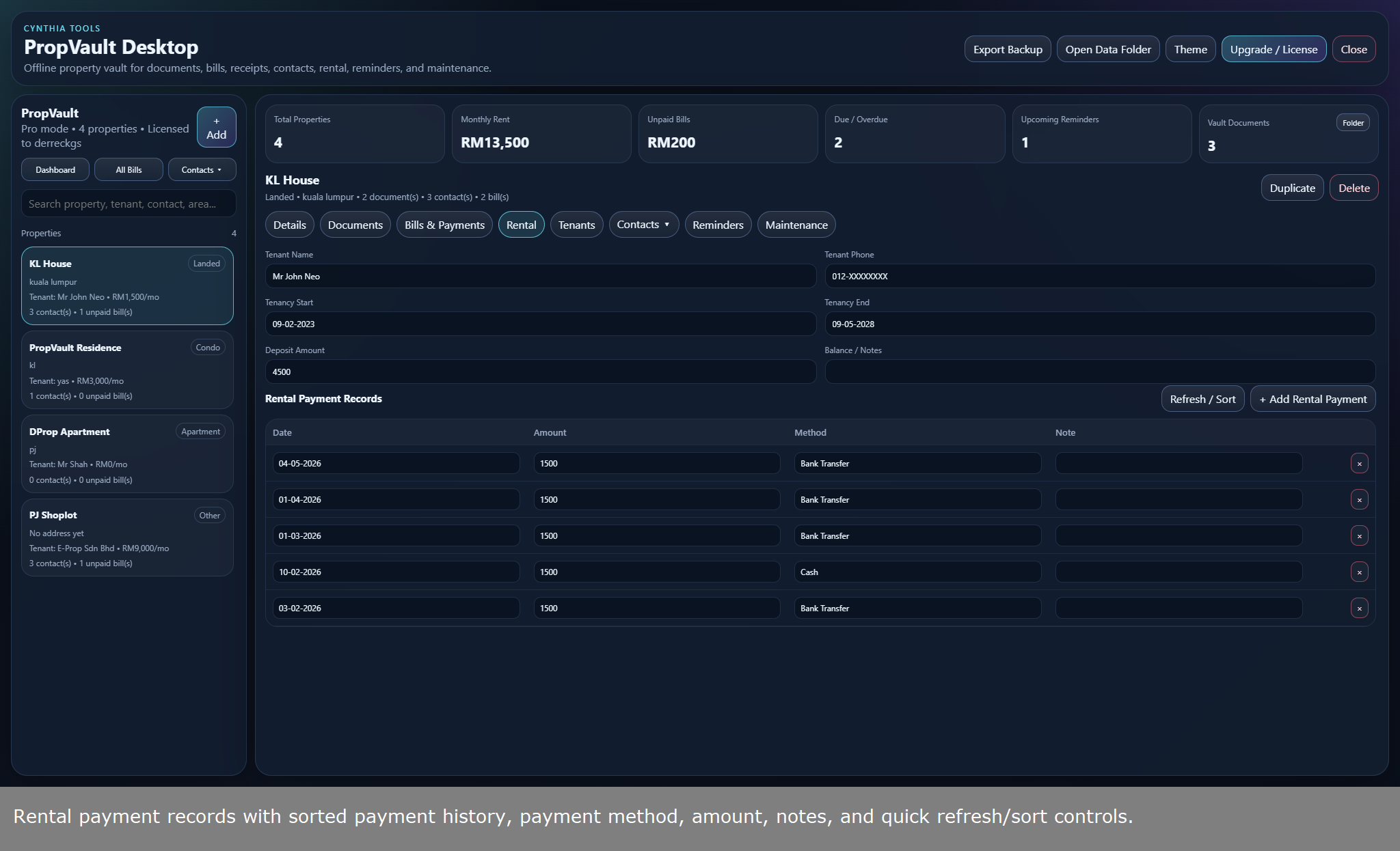Screenshot 7 for PropVault: Offline Property Management Software for Landlords — Rental Documents & Tenant Records