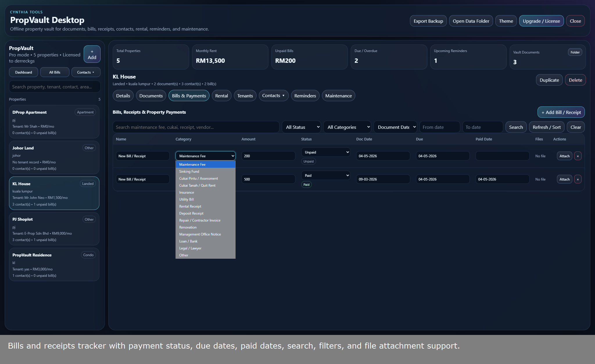 Screenshot 6 for PropVault: Offline Property Management Software for Landlords — Rental Documents & Tenant Records