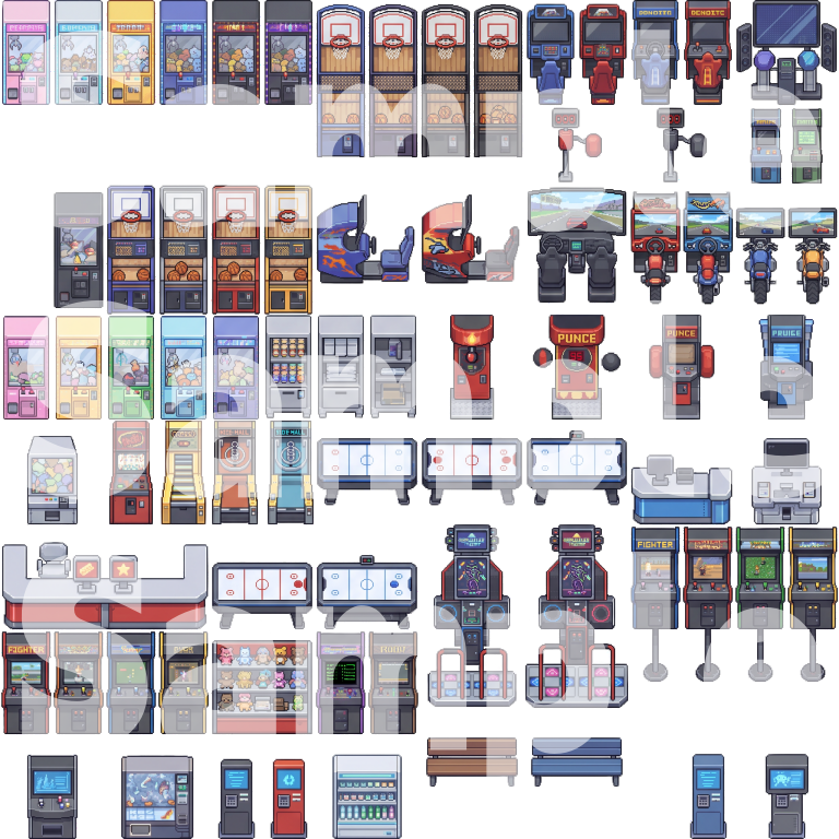 Modern Arcade Game Center Pixel Art Tileset Pack by Cute SCKR