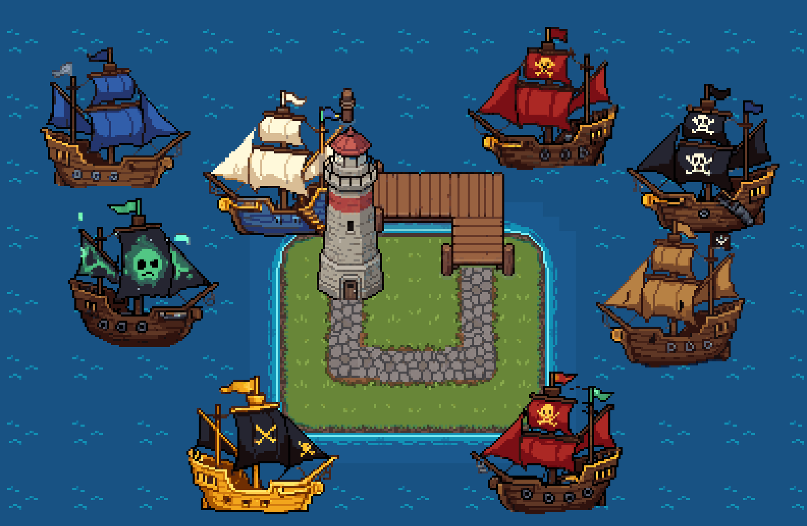 Pirate Ships Pack – Animated Pixel Art Assets by MutterPixel Studio