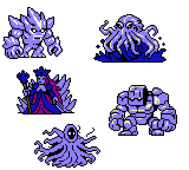 Gameboy Rpg Sprites Complete Gameboy Color RPG Monster Battle Set by goblinspire