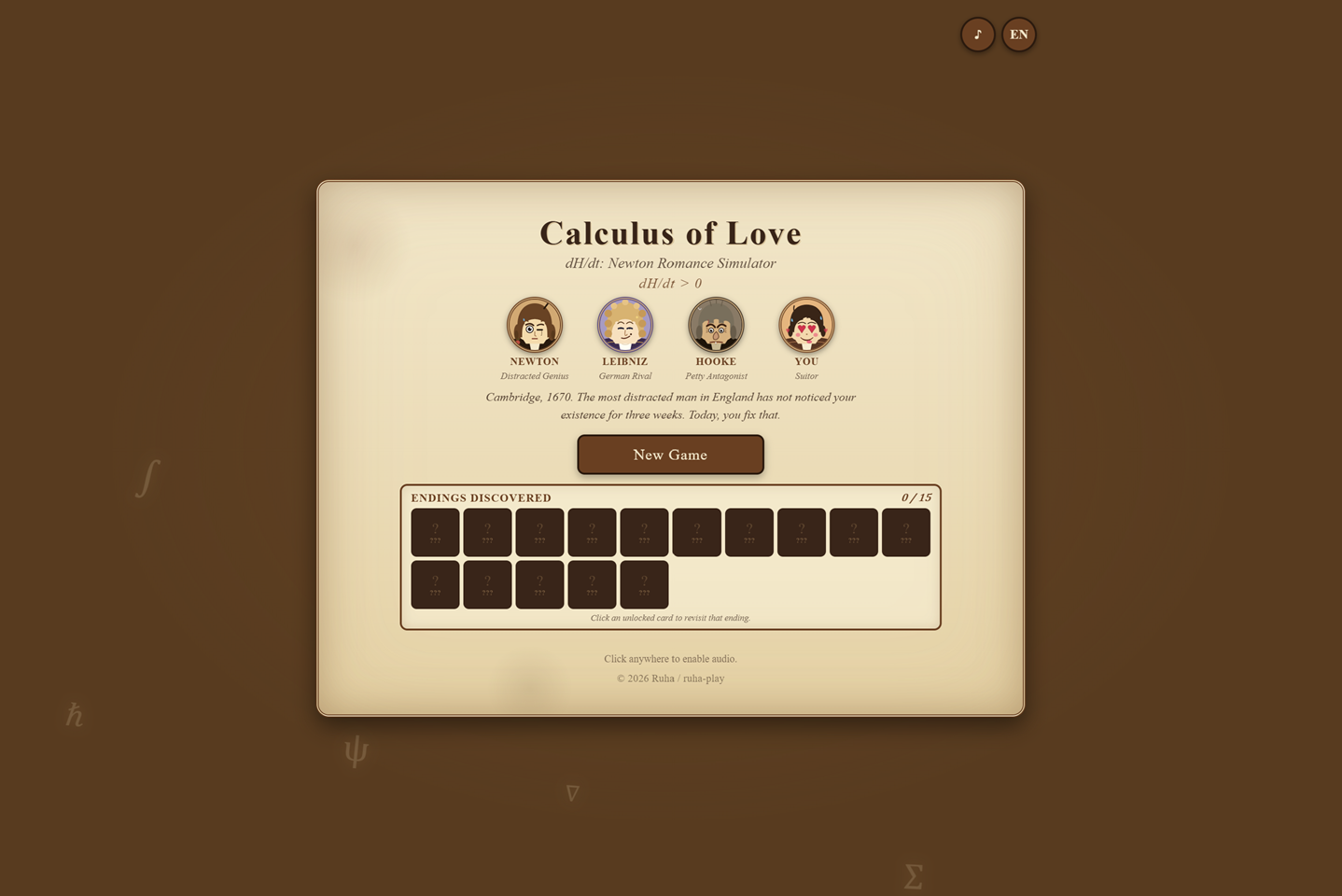 Calculus of Love - dH/dt: Newton Romance Simulator by Ruha