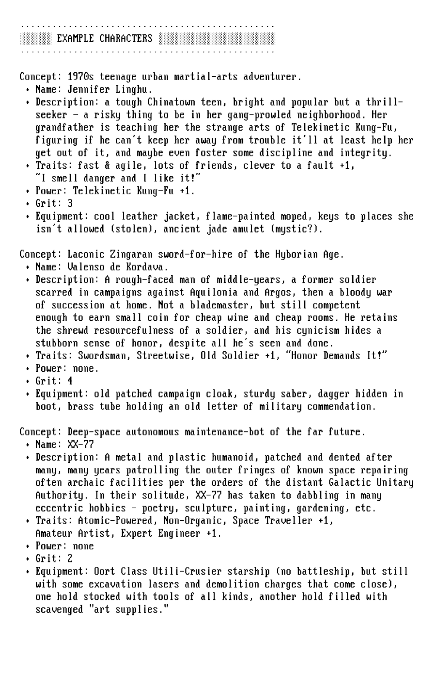Screenshot 3 for Very Basic Rules for Open Role-Play Adventures (ASCII edition)