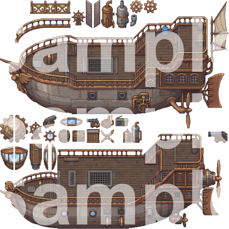 Flying Boat Pixel Art Tileset Pack by Cute SCKR