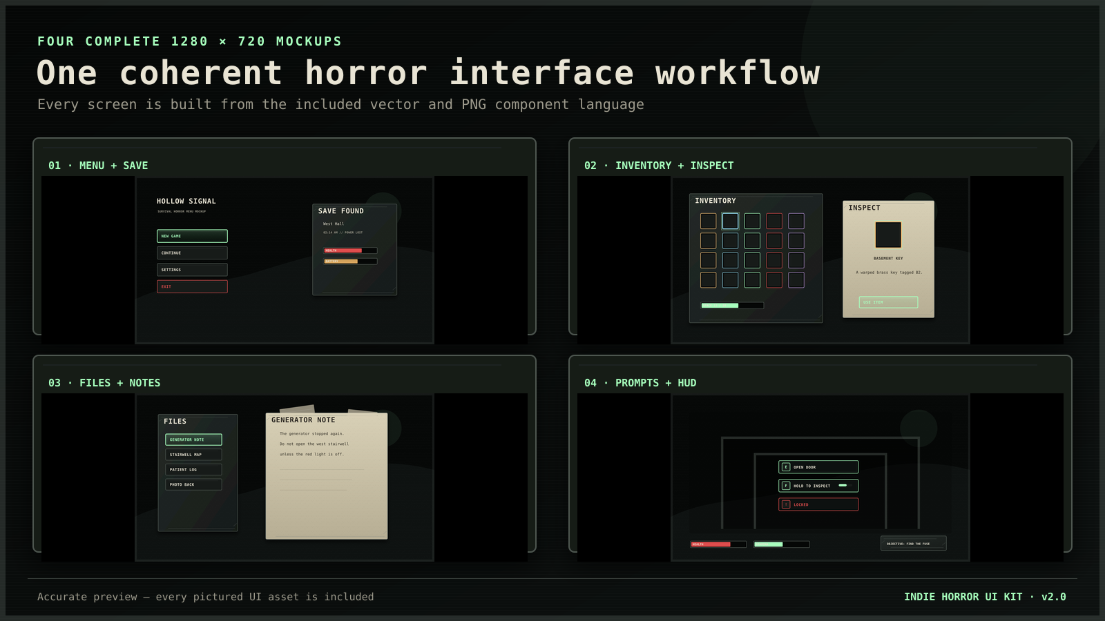 Survival Horror UI Kit – Menus, Inventory, Notes & Interaction Prompts ...