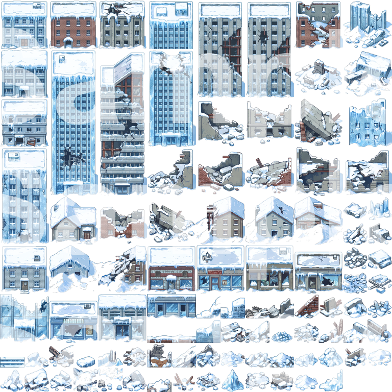 Frozen Apocalypse Pixel Art Tileset by Cute SCKR