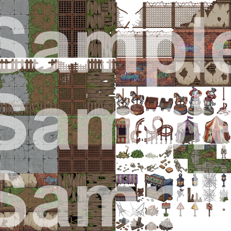 Horror Lab Tile Set Haunted Horror Amusement Park Tileset by Cute SCKR
