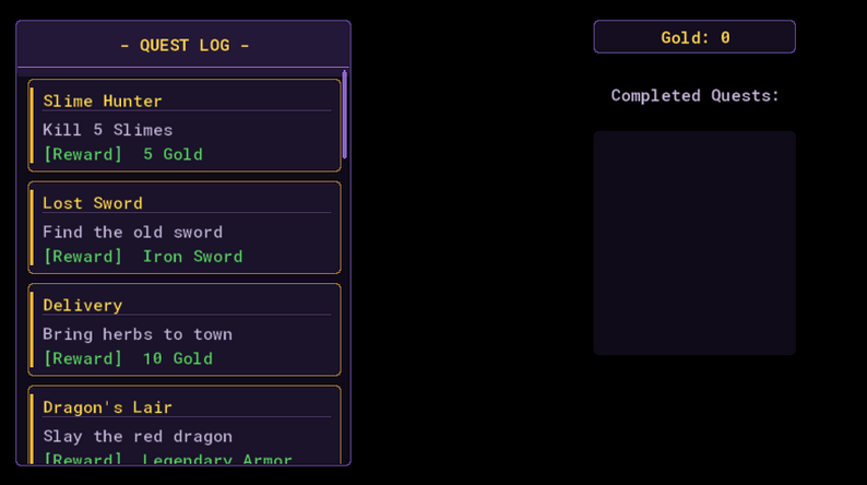Quest System - GameMaker Source Code by Bukmand