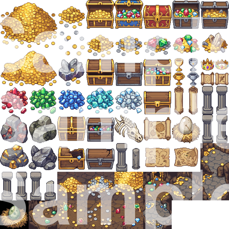 Dragon Cave Pixel Art Tileset Pack by Cute SCKR