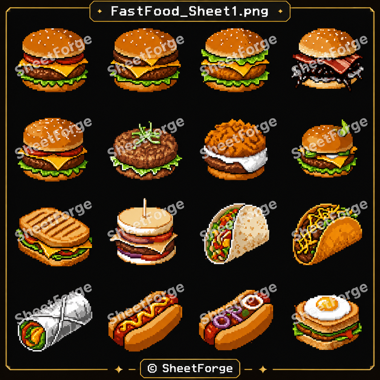 Fast Food Pixel Art Pack – Food Sprites & Restaurant Assets by Sheet ...