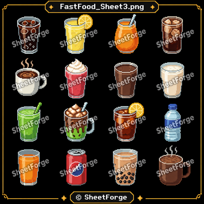 Fast Food Pixel Art Pack – Food Sprites & Restaurant Assets by Sheet ...