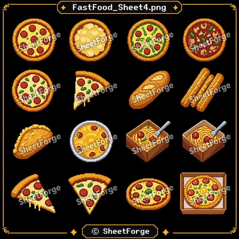Fast Food Pixel Art Pack – Food Sprites & Restaurant Assets by Sheet ...