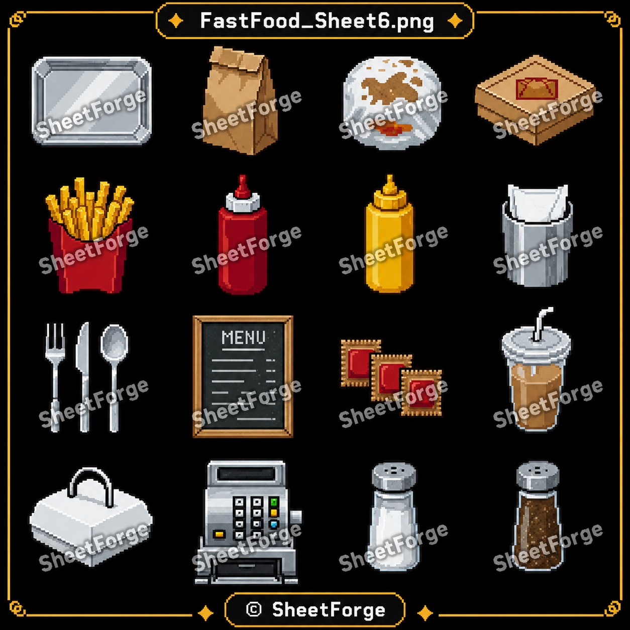 Fast Food Pixel Art Pack – Food Sprites & Restaurant Assets by Sheet ...