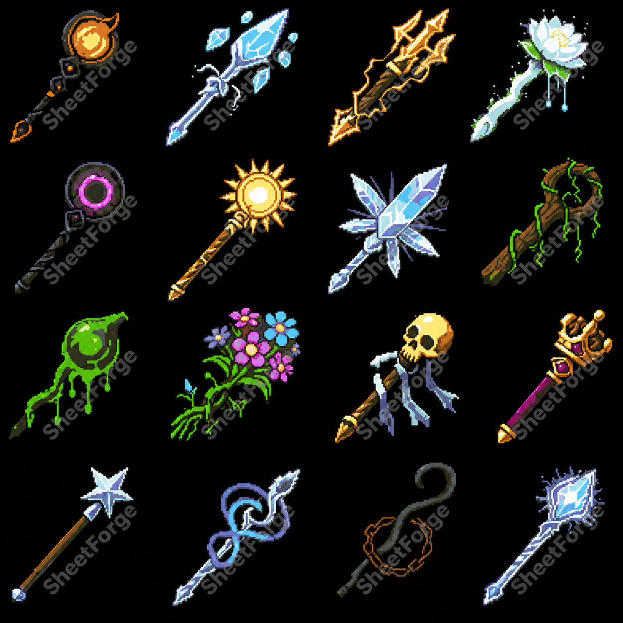 Fantasy Weapons Pack – 96 Pixel Art Assets by Sheet Forge Studio