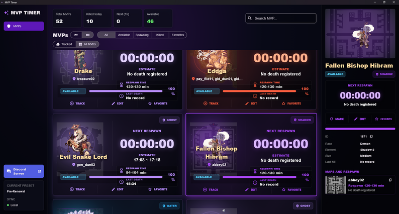 Indicator Ragnarok Ragnarok MVP Timer - Pre-Renewal Boss Tracker by jarbasDjunior