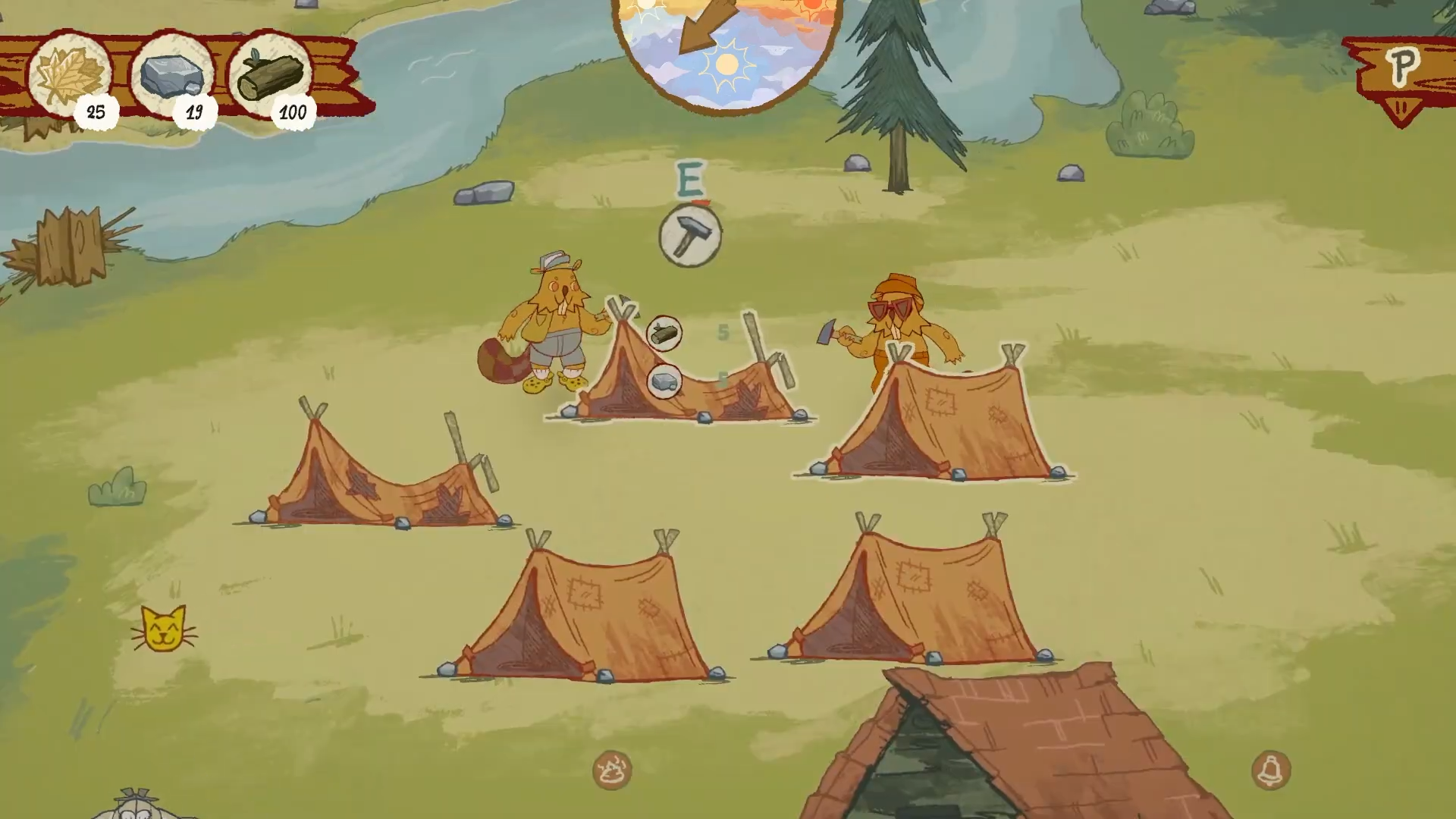 Two-player co-op gameplay at the campsite