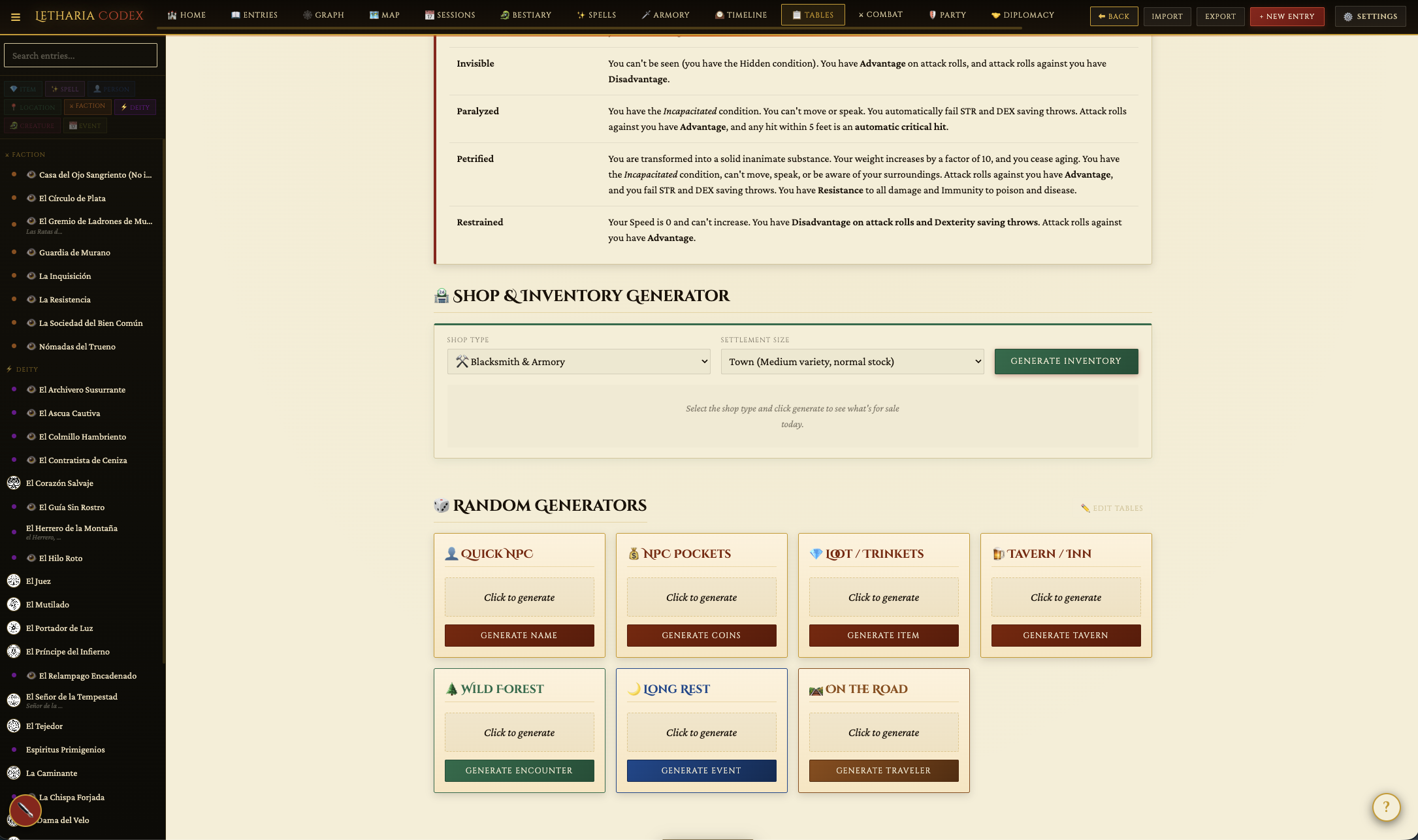 Screenshot 6 for Letharia Codex - Immersive TTRPG Campaign Manager & Wiki