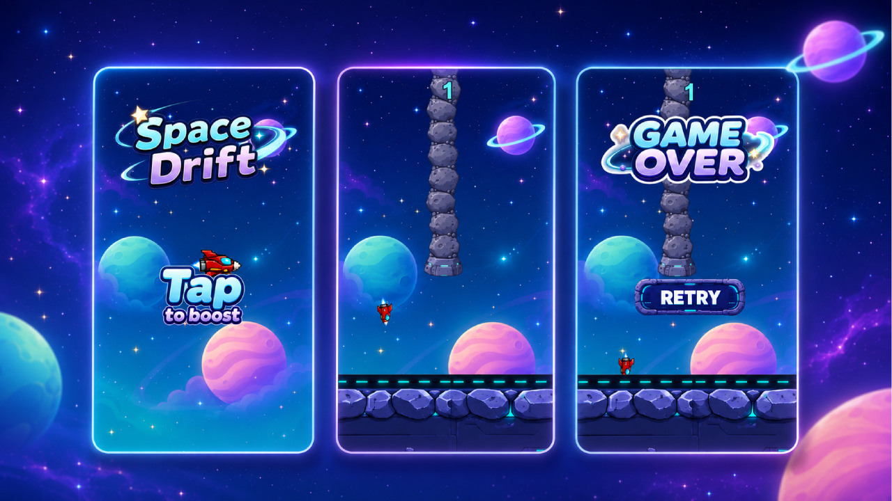 Endless Tap Flying Game Template - Phaser 3 by RandomIndieDev