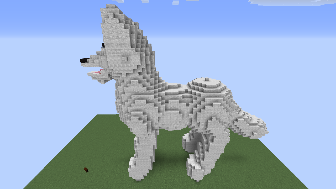 minecraft realistic wolf statue