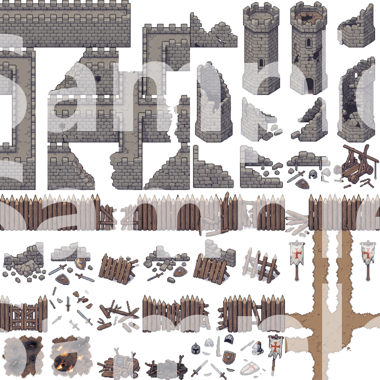 Crusaders War Pixel Art Tileset by Cute SCKR