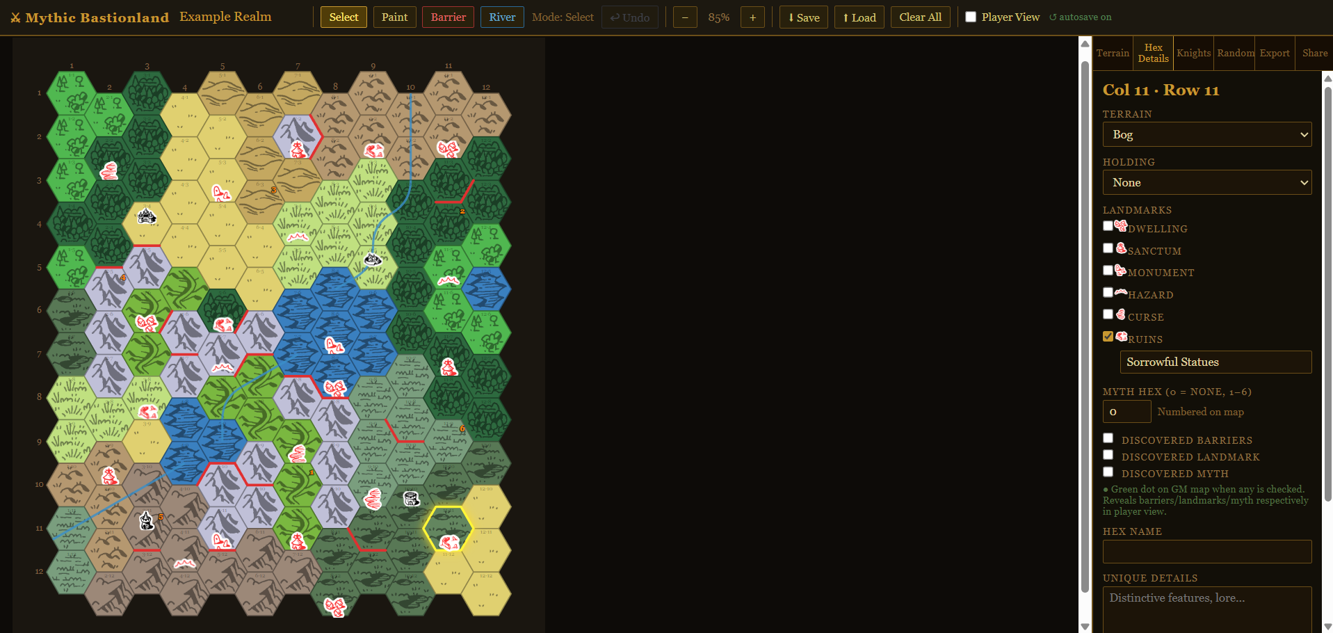 Screenshot 3 for Mythic Bastionland Realm Editor