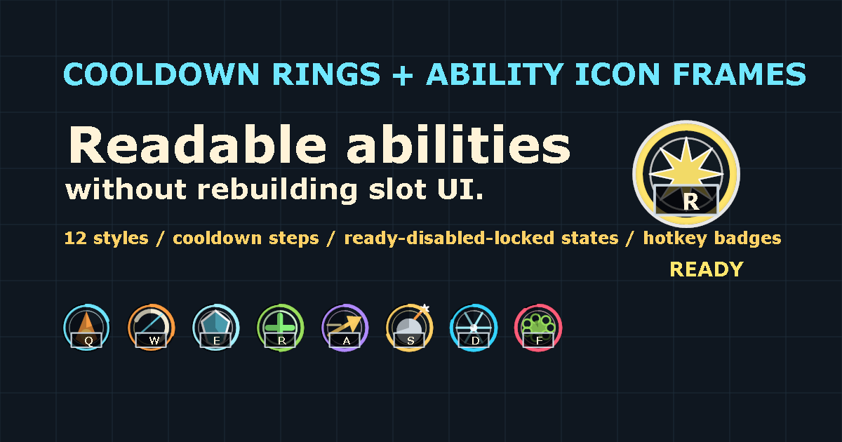Ability Cooldown UI Pack – Rings, Frames & Action Slot States by ...
