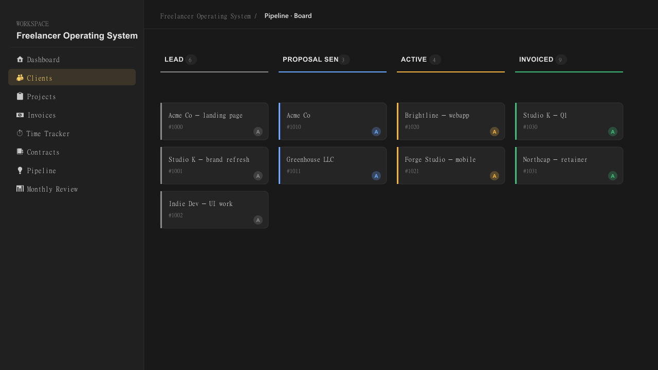 Freelancer OS Notion Pack by Gonzo Creative Works