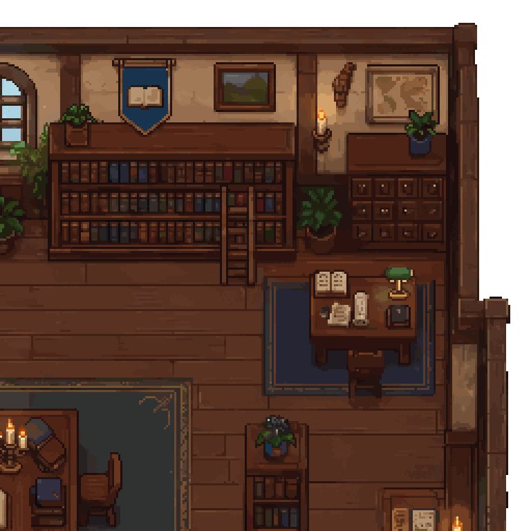 Medieval Library Top-Down Interior Map by Kibyra