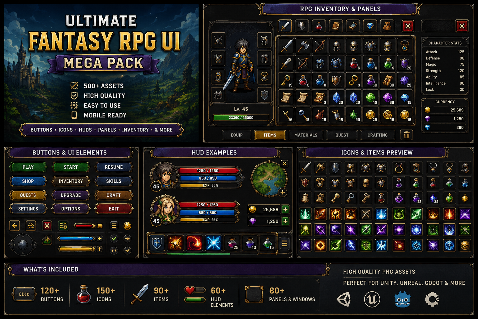 Ultimate Fantasy RPG UI Mega Pack by Gamerkingx
