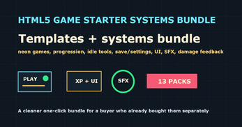 HTML5 Browser Game Framework Bundle – Templates, UI, Progression ...
