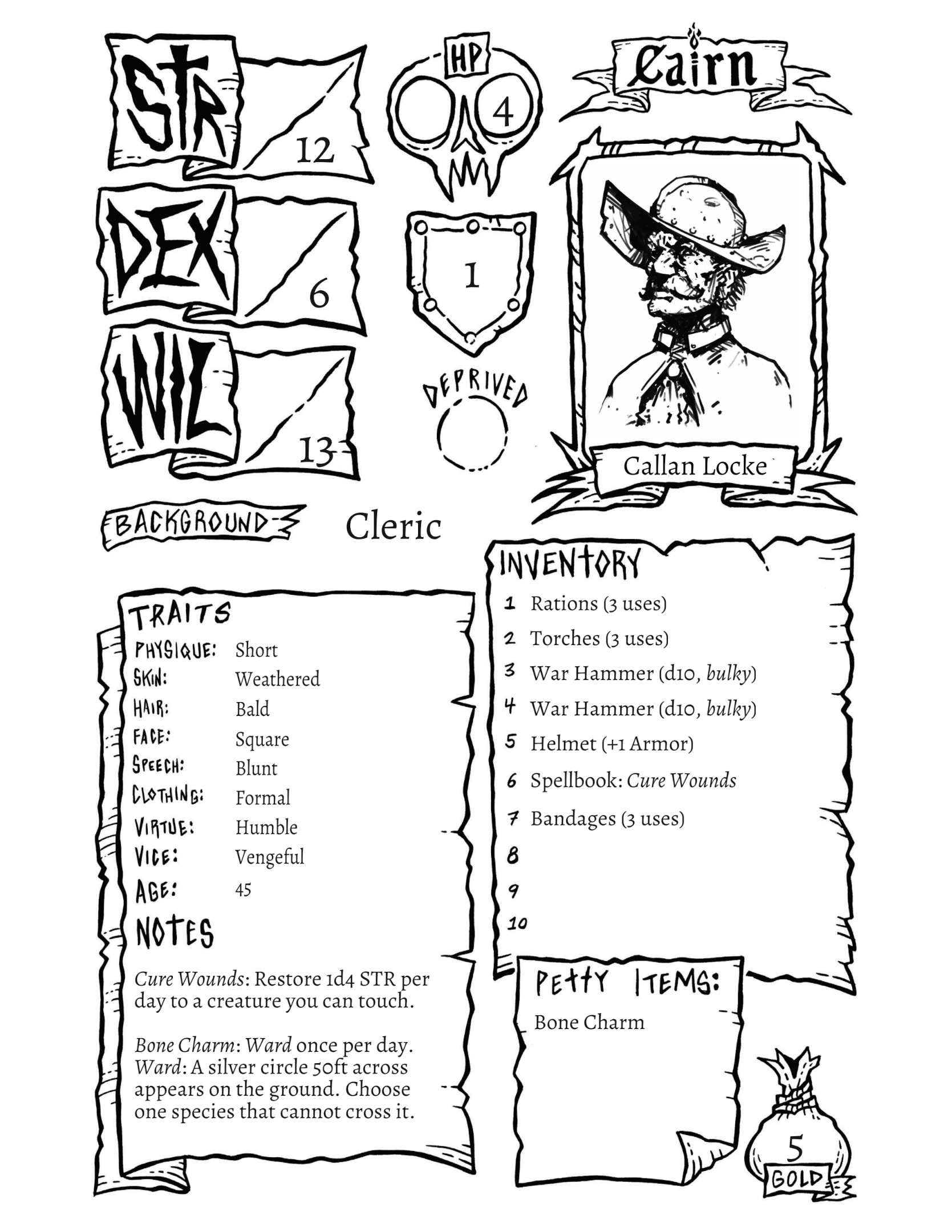 Screenshot 2 for Cairn: Barebones Edition Pregens