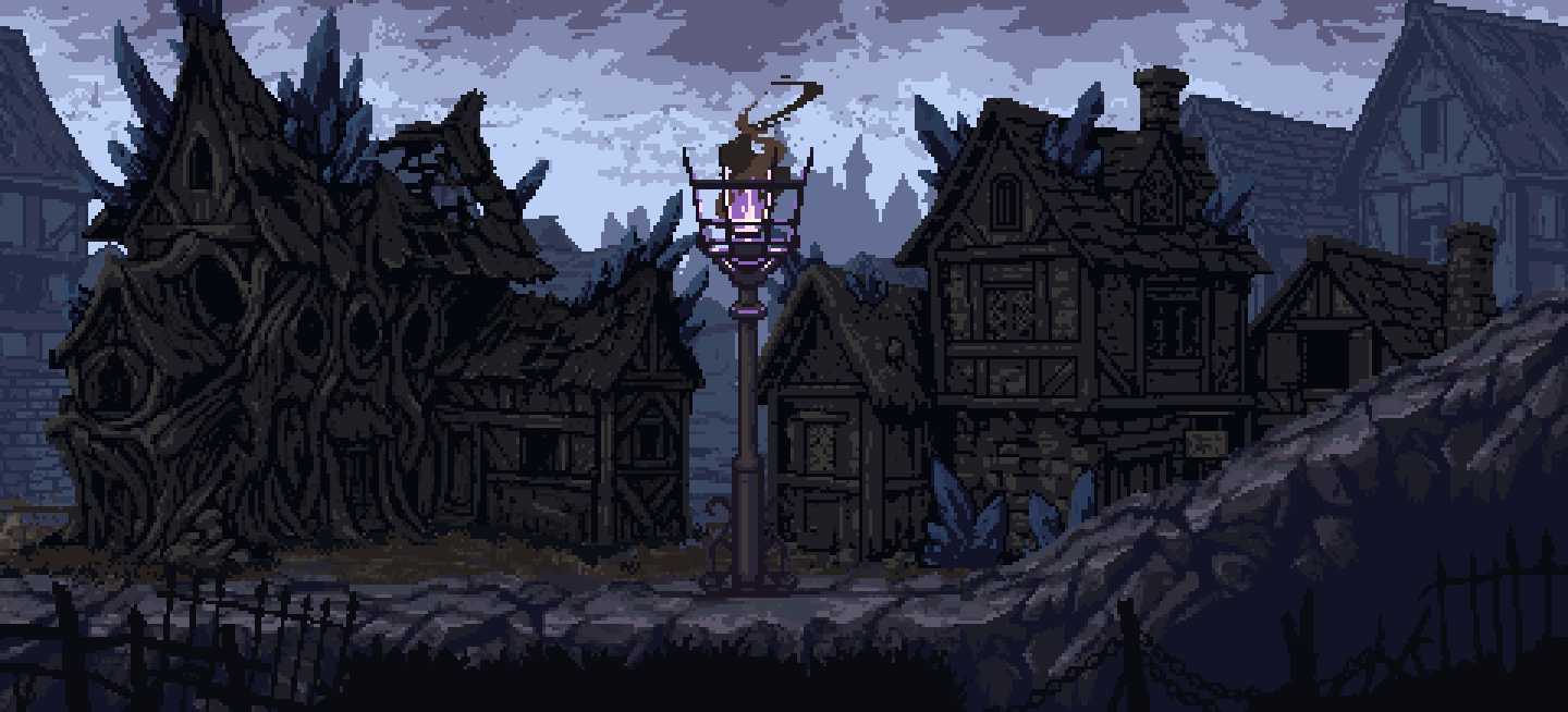 Dark Cursed Village – 2D Pixel Art Platformer Asset Pack by Pozac