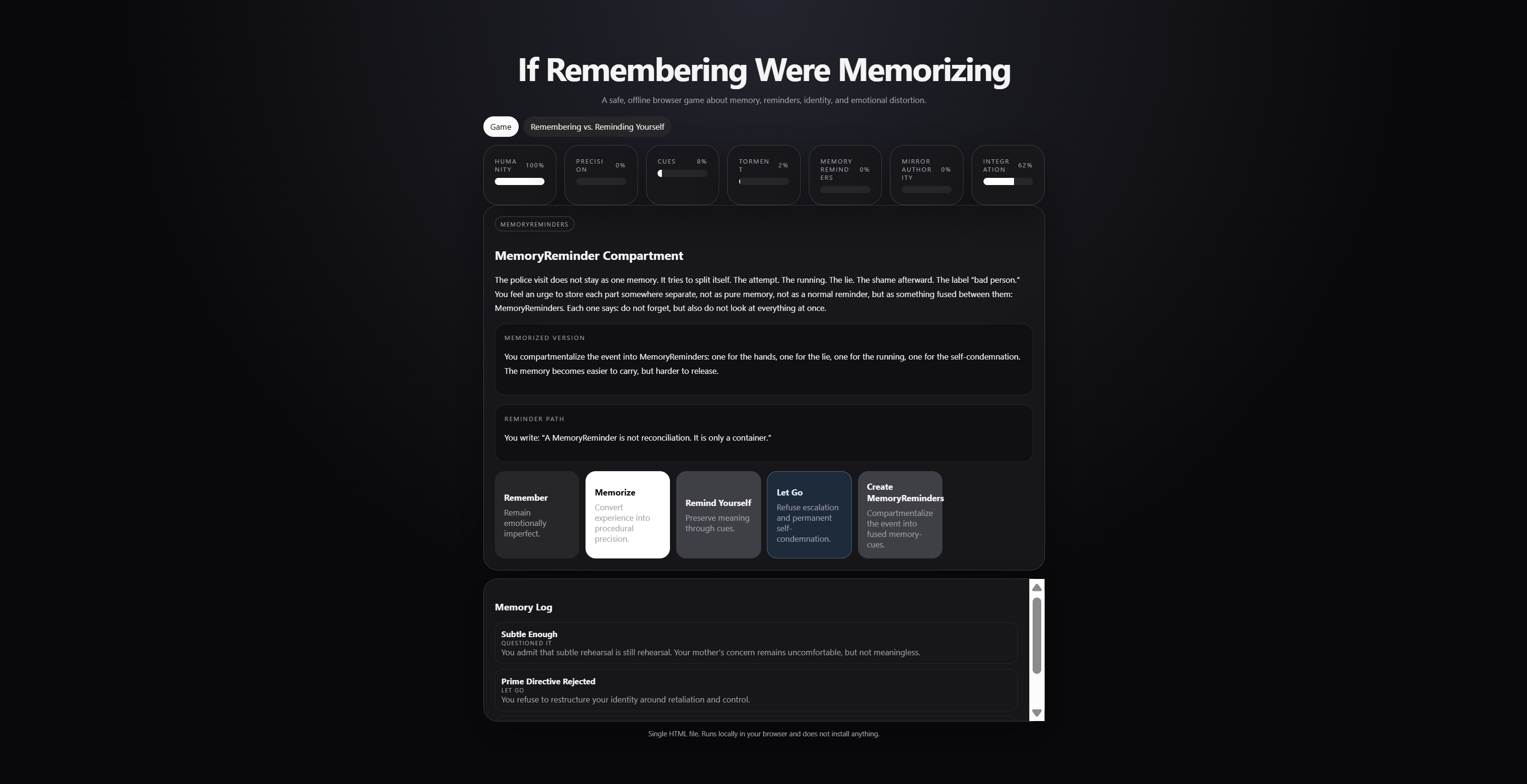 Screenshot 2 for If Remembering Were Memorizing