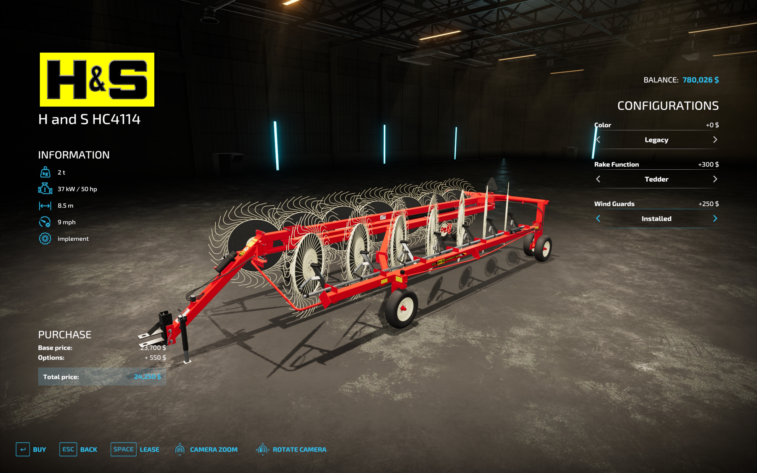 Screenshot 7 for FS22/FS25 H&S HC4114 Hay Rake